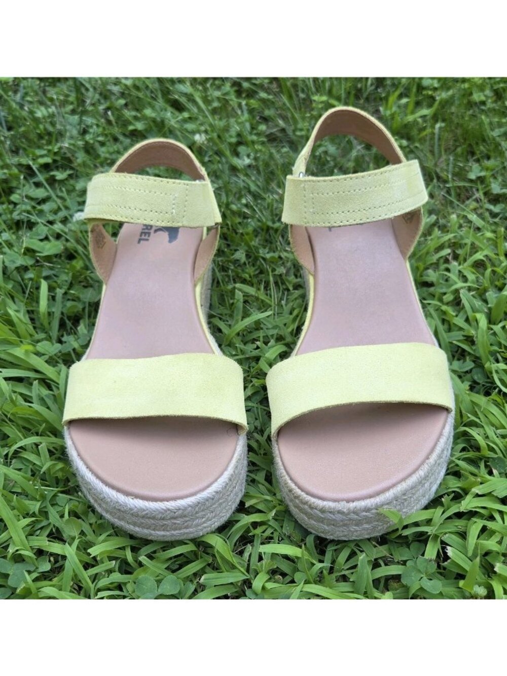 SOREL Cameron Multi Strap Platform Wedge Sandal Sunnyside Yellow Suede Wmn's 8.5